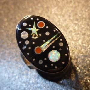 画像1: ナバホ　Matthew・Jack　インレイ　宇宙モチーフ　リング21号